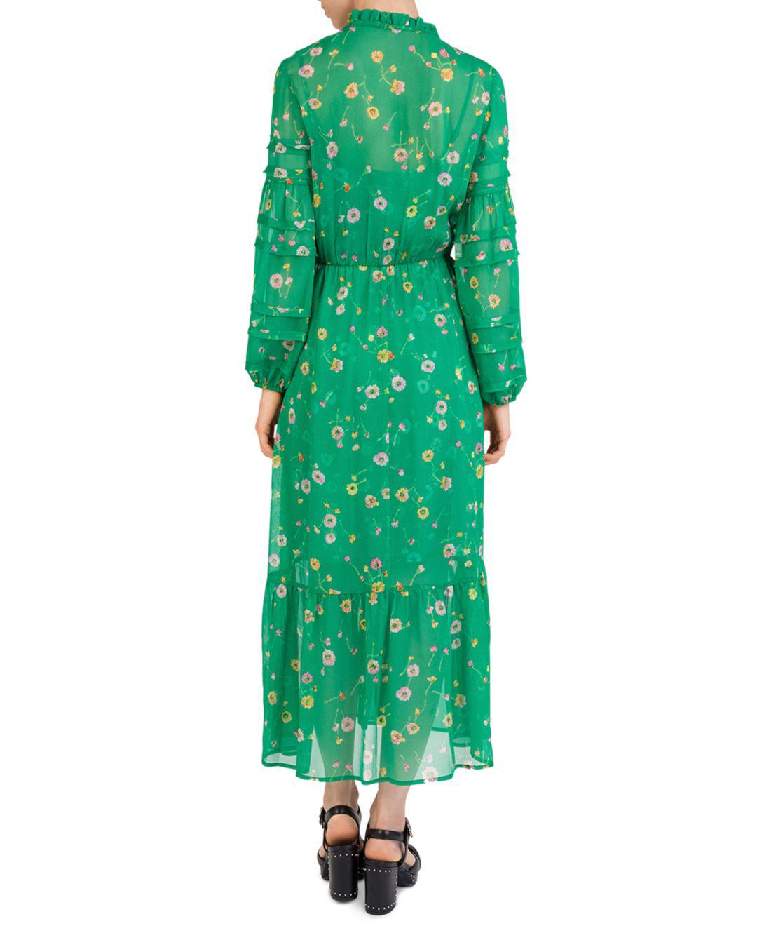 The Kooples Vert J'espere Floral-print Silk Maxi Dress in Green - Lyst