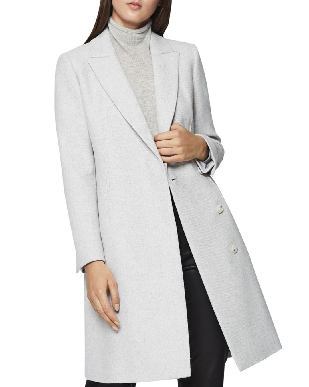 Reiss Santhia Double - Breasted Overcoat in Gray - Lyst