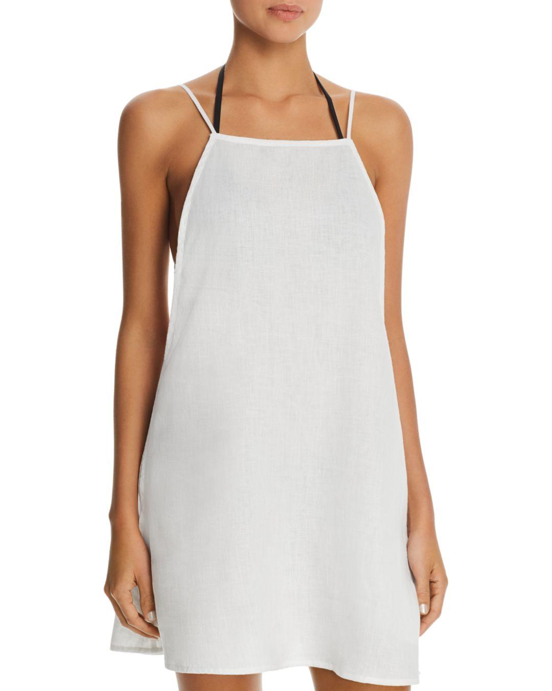 white linen swim cover up