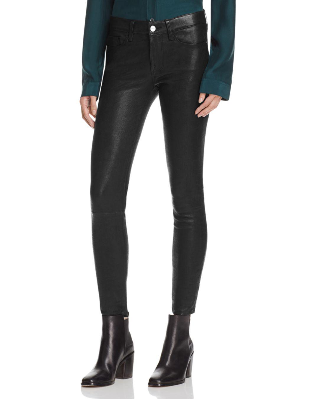 FRAME Le Skinny Leather Pants in Washed 