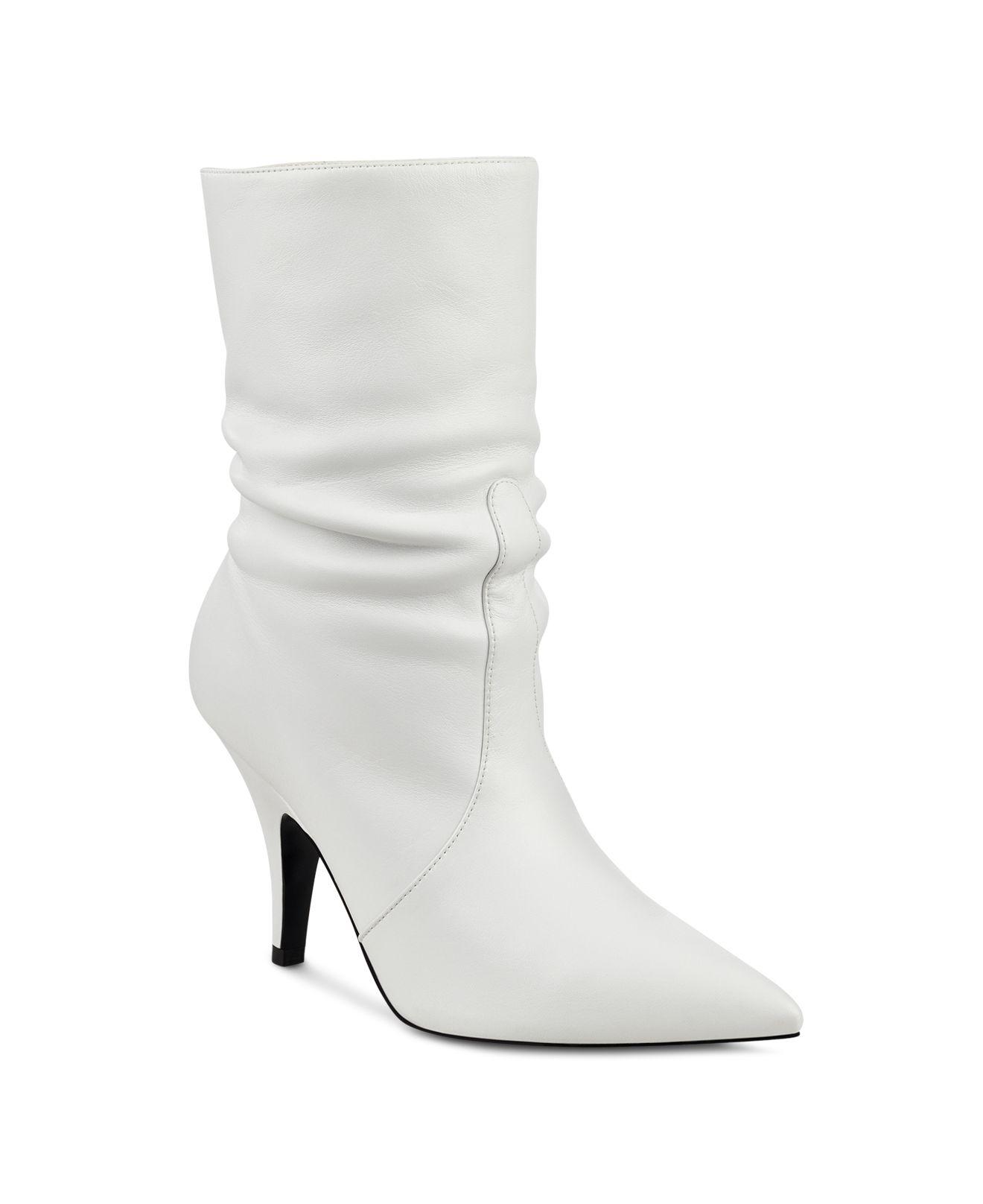 white pointed toe booties