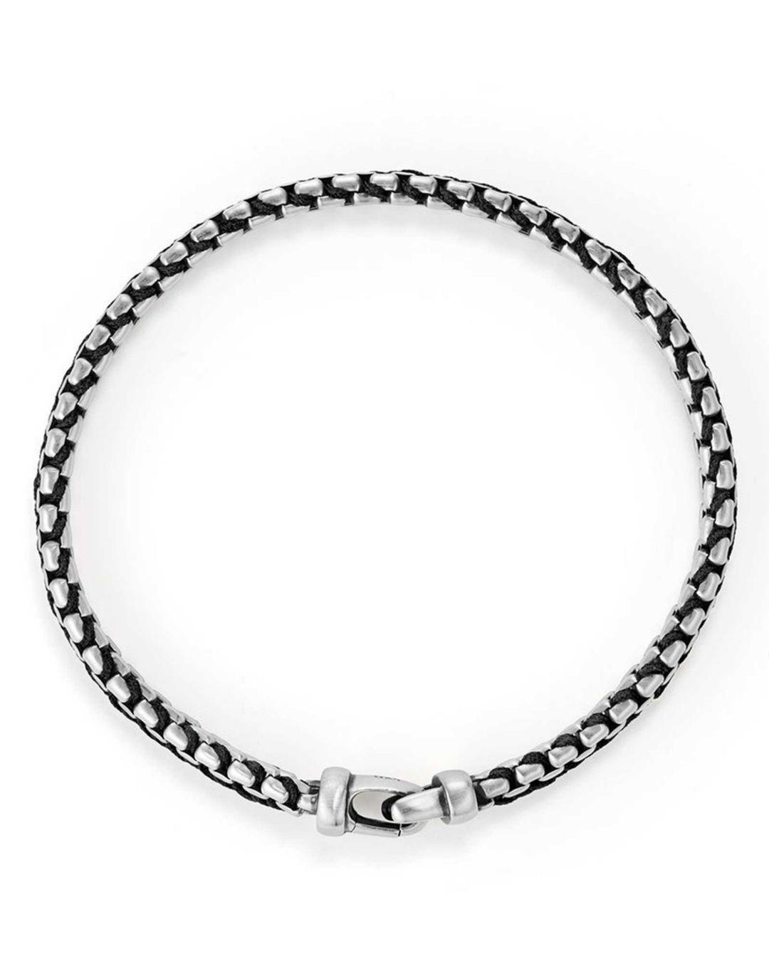 David Yurman Woven Box Chain Bracelet In Black in Silver (Metallic) for ...