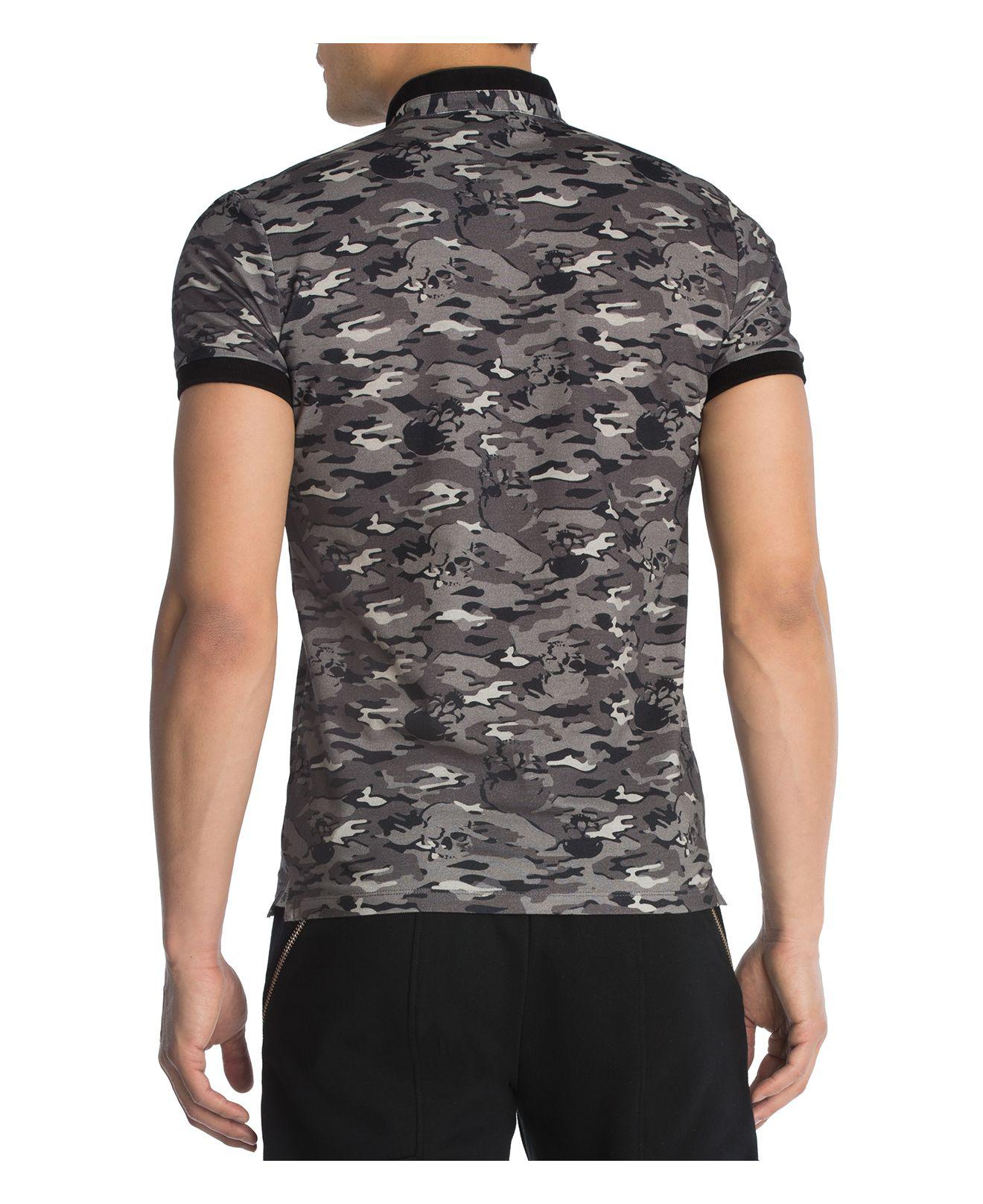Lyst - The Kooples Pique & Army Print Regular Fit Polo in Gray for Men