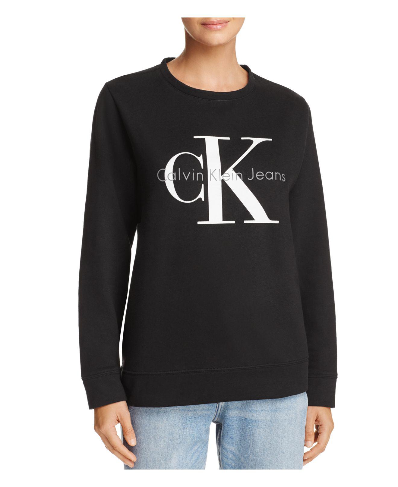Calvin Klein Logo Sweatshirt in Black - Lyst