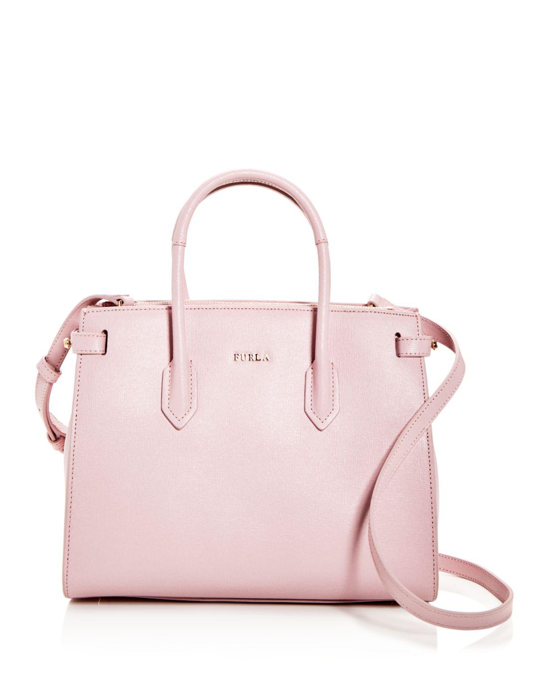 Furla Pin Small East/west Embossed Leather Satchel in Pink - Lyst