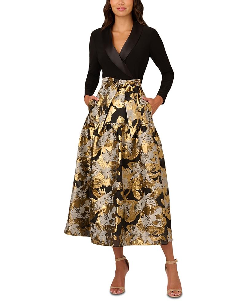 Adrianna Papell Combo Floral Jacquard Dress | Lyst