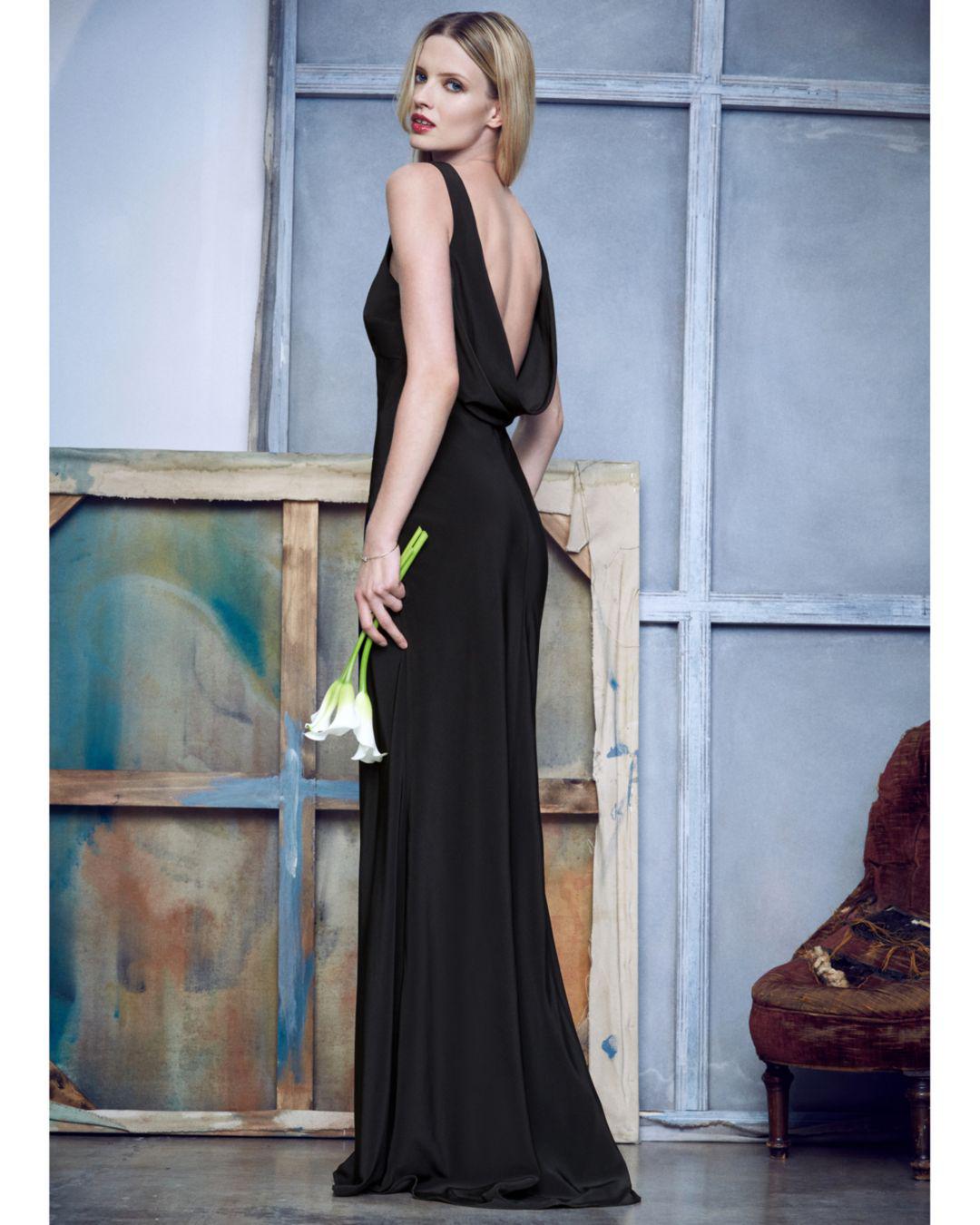 Aqua V-neck Cowl Back Gown in Black | Lyst