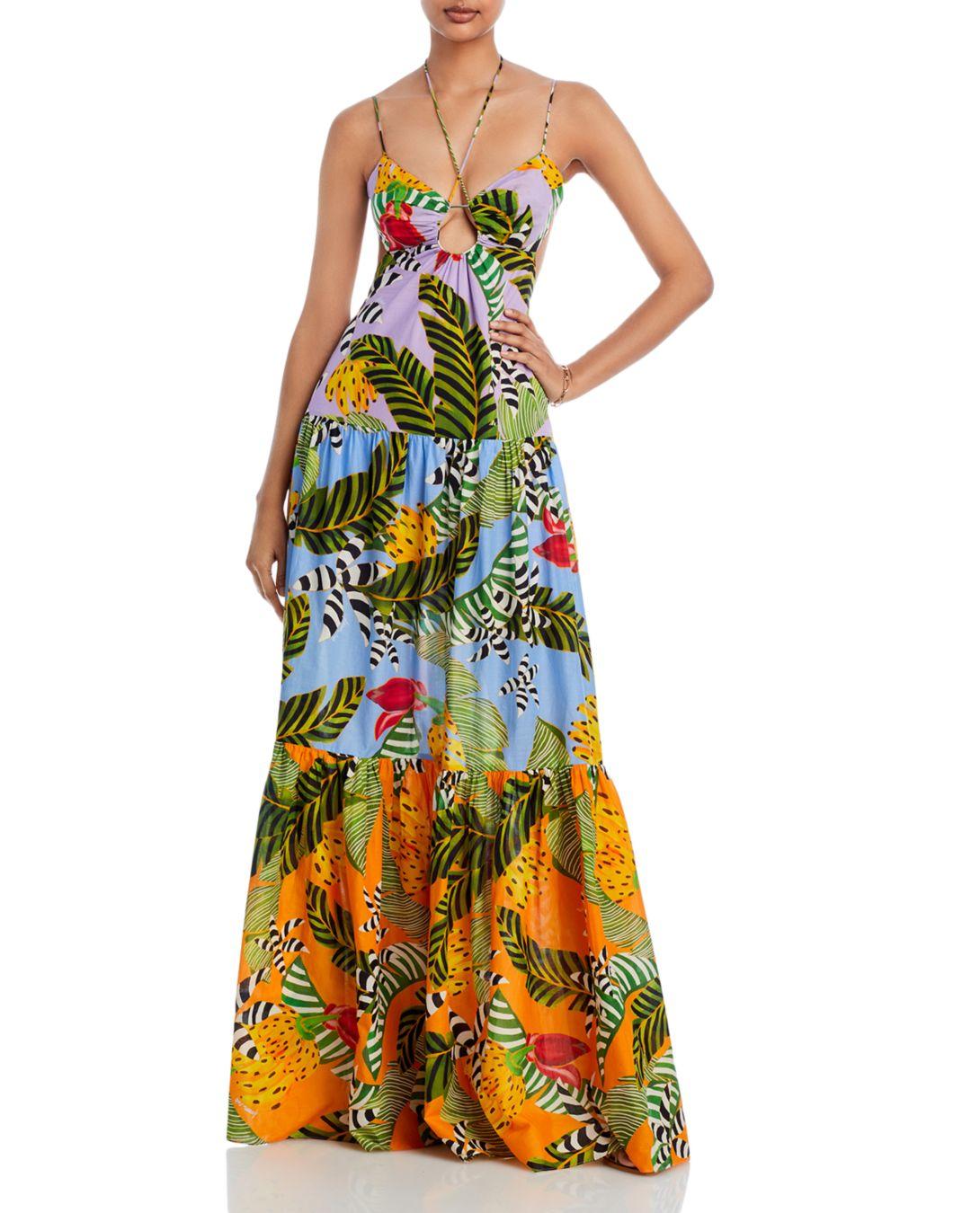 FARM Rio Cotton Mixed Print Maxi Dress in Yellow | Lyst