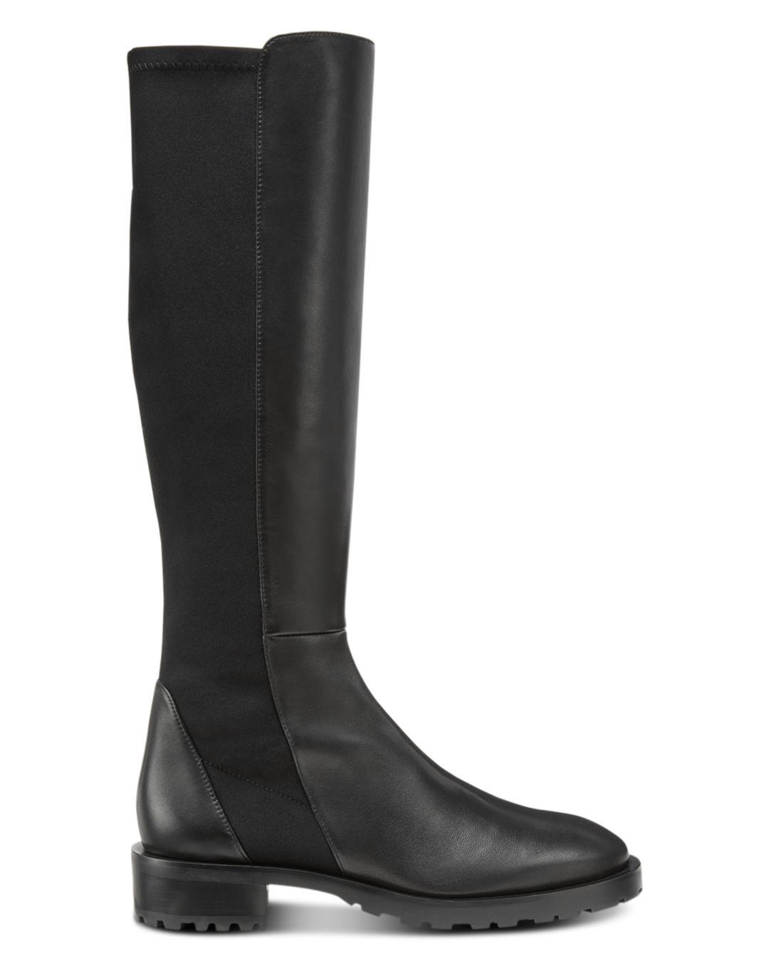 Stuart Weitzman 5050 Leather Lug-sole Knee Boots in Black | Lyst