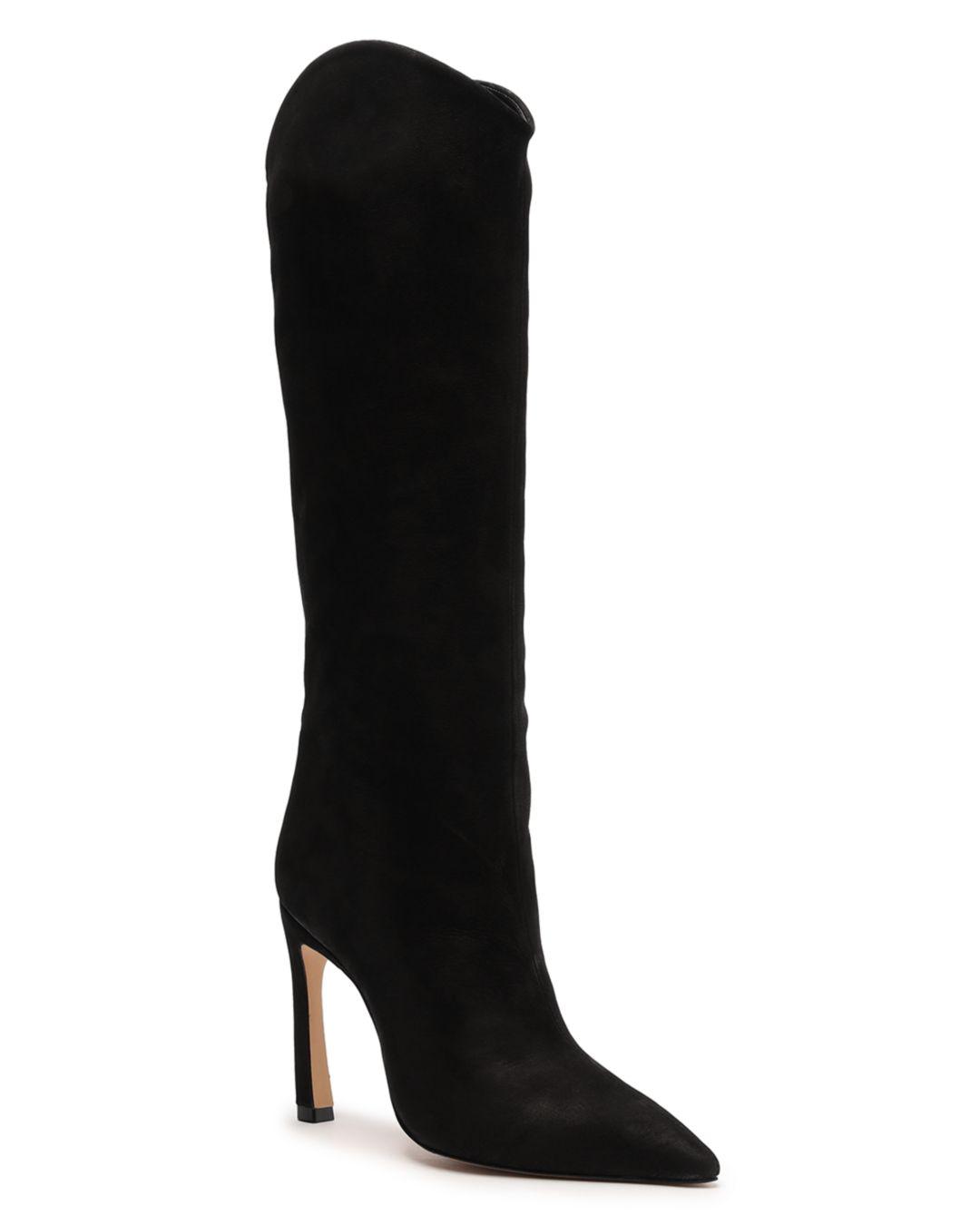 SCHUTZ SHOES Maryana Sculpt Pointed Toe High Heel Boots in Black | Lyst