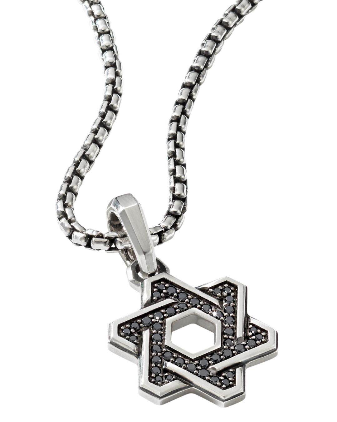 David Yurman Sterling Silver Deco Star Of David Pendant With Pavé Black