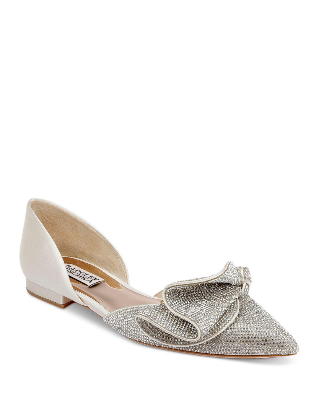 badgley mischka quinn embellished pointed toe flat