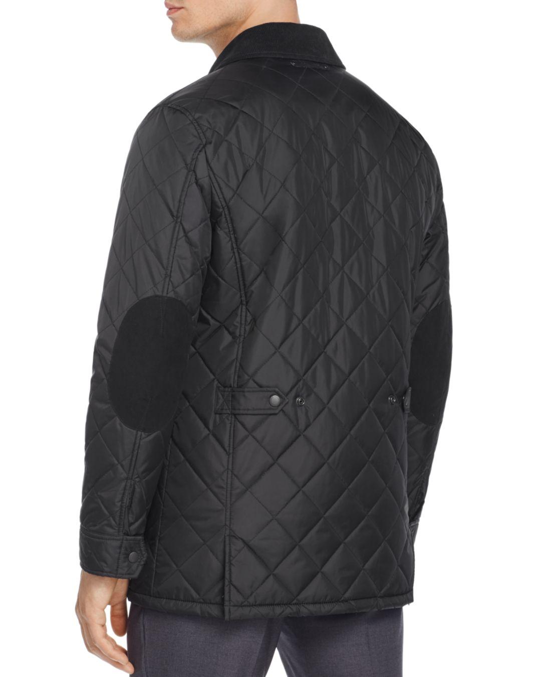 Cole Haan Quilted Elbow Patch Jacket in Black for Men Lyst