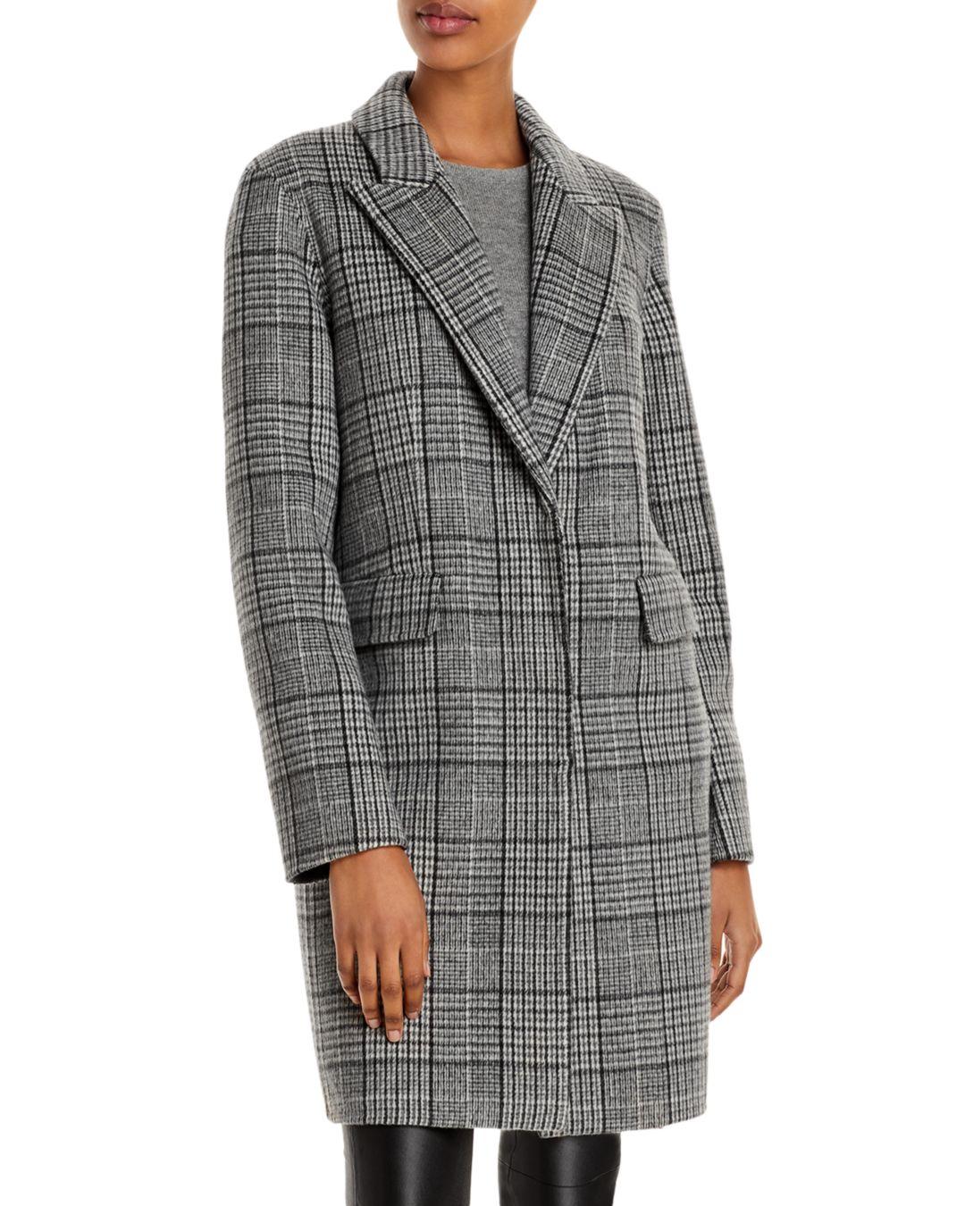 Theory Plaid Coat in Gray Lyst