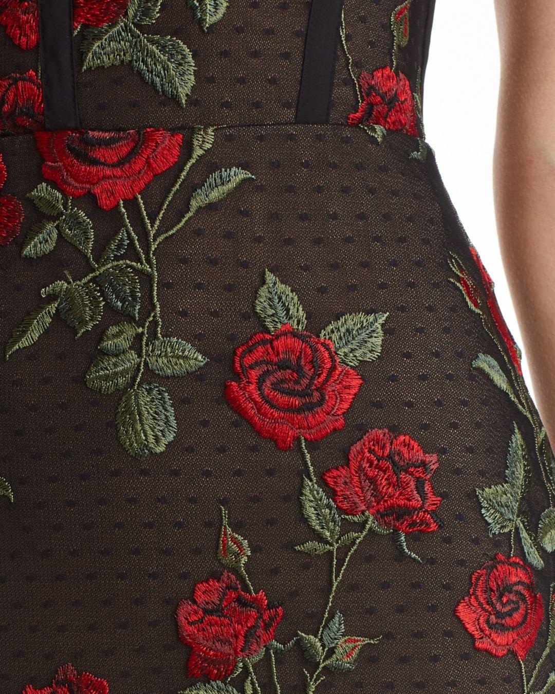 bcbg floral embroidered dress