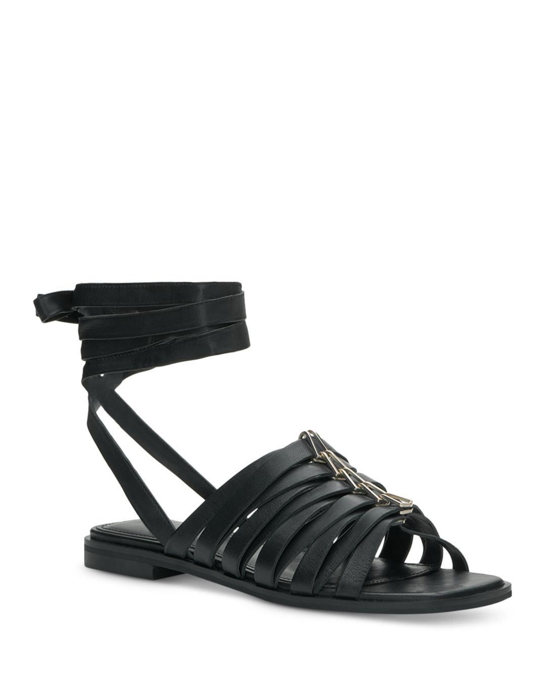 Vince Camuto Levelinn Square Toe Link Accent Strappy Sandals in Black | Lyst