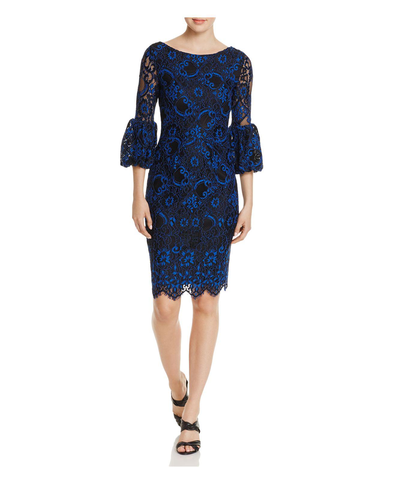 Lyst Laundry by Shelli Segal Puffysleeve Lace Dress in Black