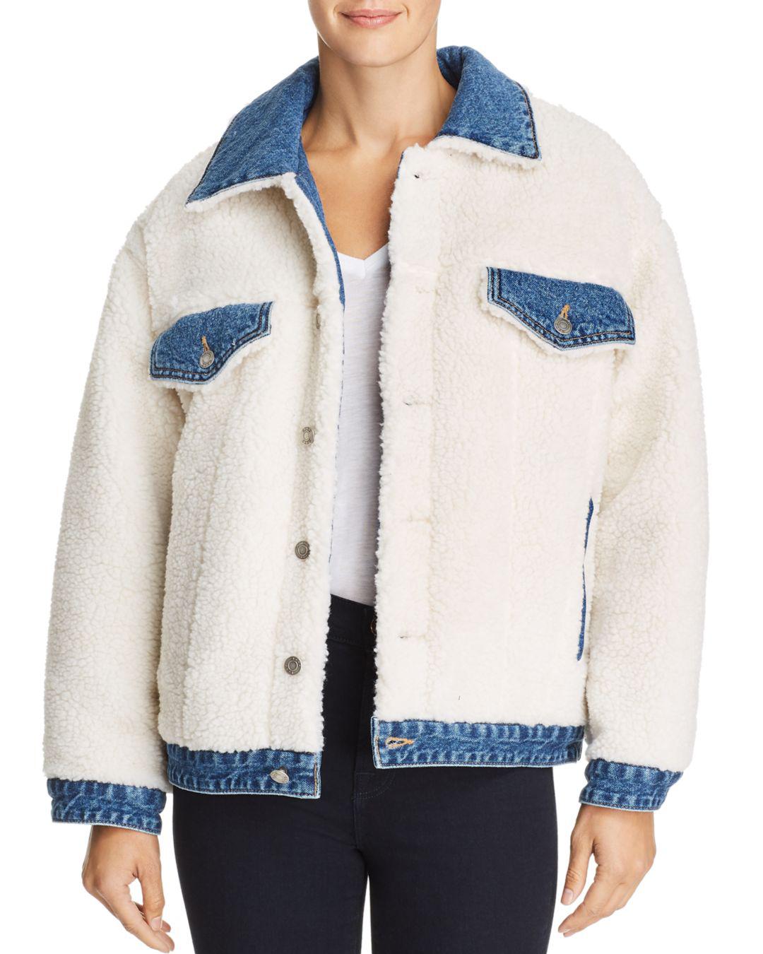 sherpa jacket with denim trim