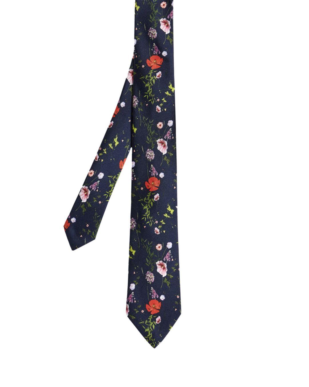 Ted Baker Floral Printed Silk Tie in Navy (White) for Men - Lyst