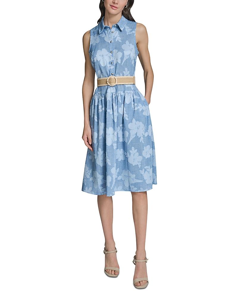 karl lagerfeld paris women's puff-sleeve belted a-line dress Women's Midi Hi-Low Utility Dress | Black