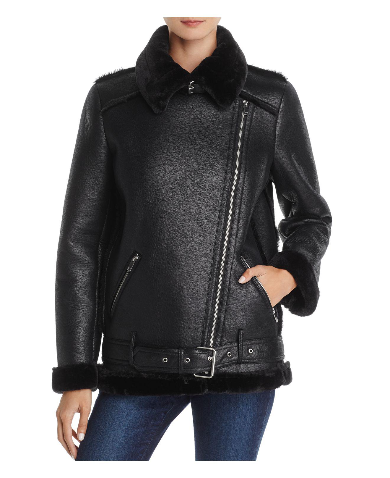 black shearling moto jacket