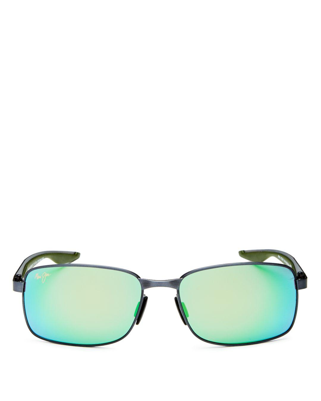 Maui Jim Men's Shoal Polarized Mirrored Square Sunglasses in Green for