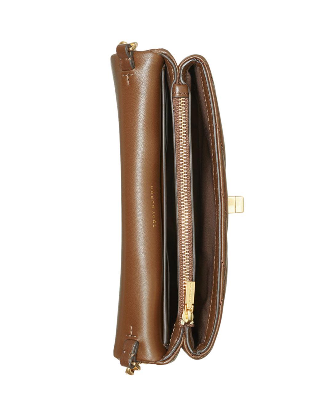 tory burch kira chevron quilted leather wallet on a chain