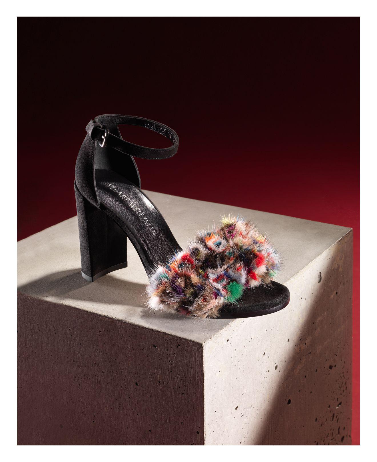 stuart weitzman fur sandals