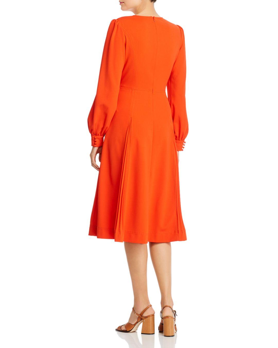 Tory Burch Knit Crepe Midi Dress in Red | Lyst