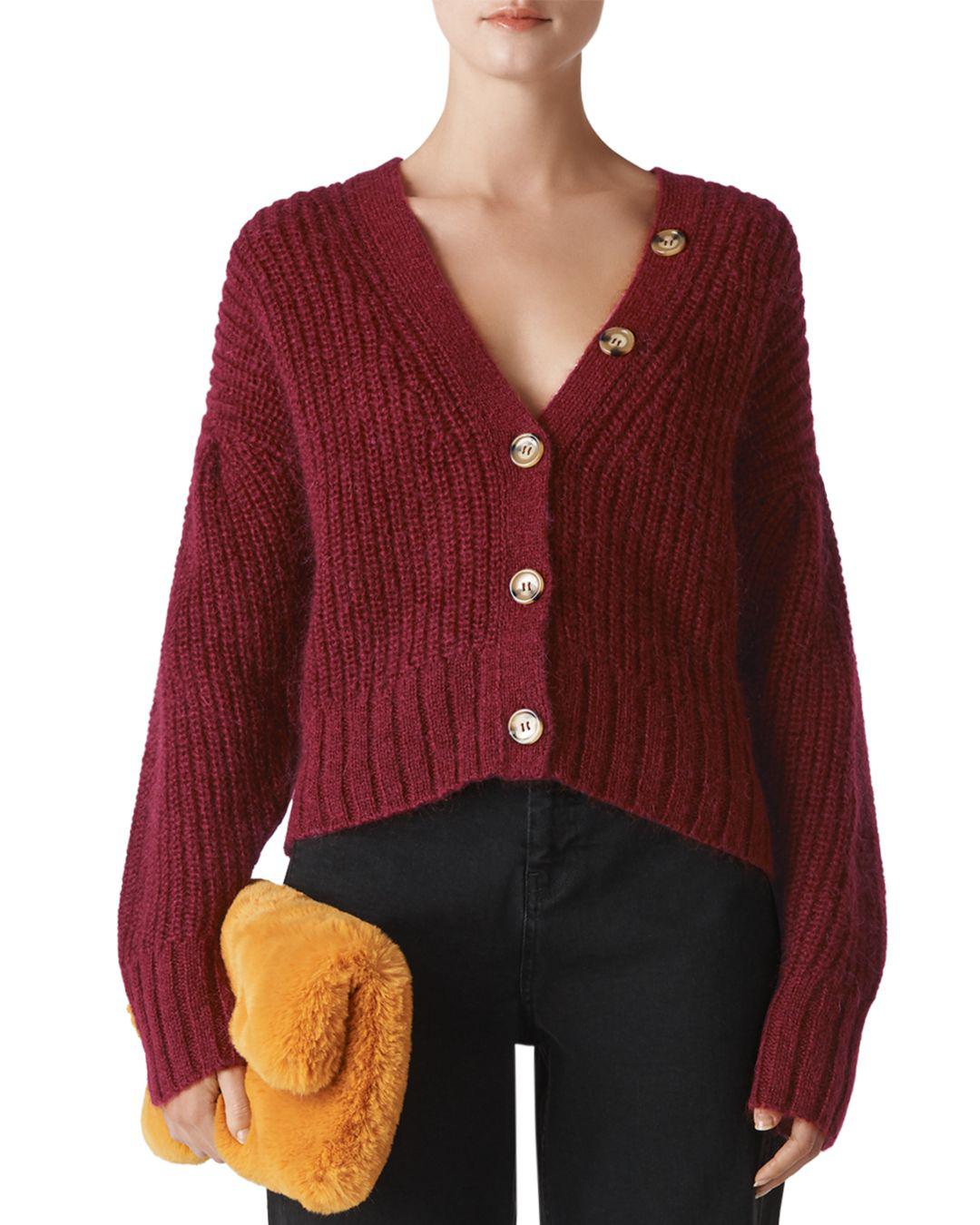 burgundy cropped cardigan