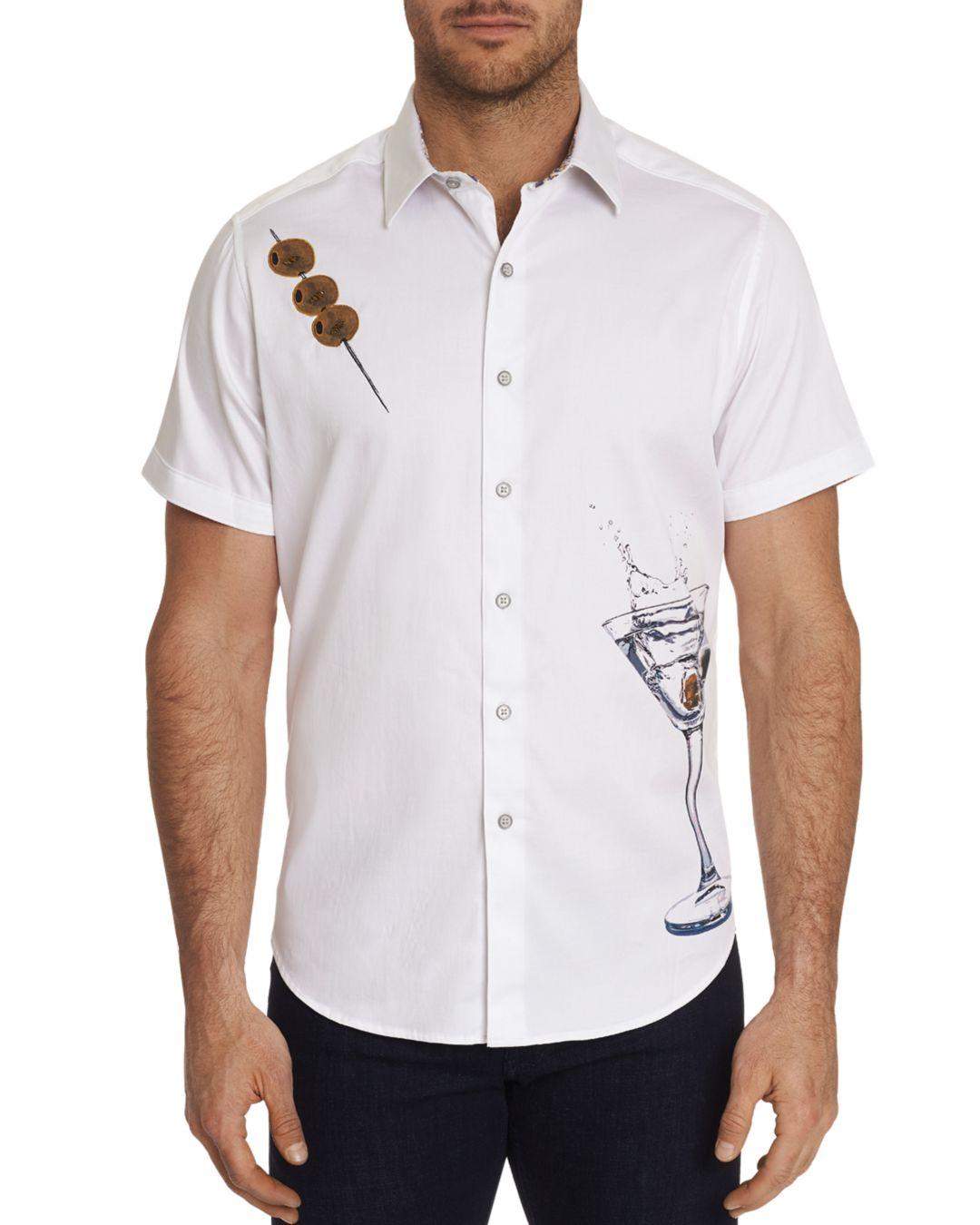 Robert Graham Cotton Dean Short Sleeve Martini Print Classic Fit