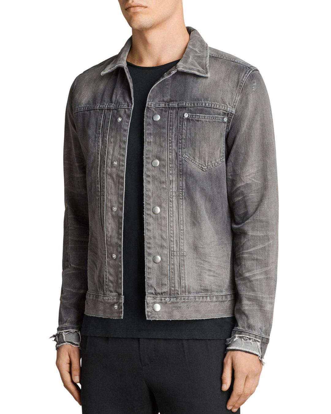 AllSaints Gault Denim Jacket in Grey (Gray) for Men Lyst