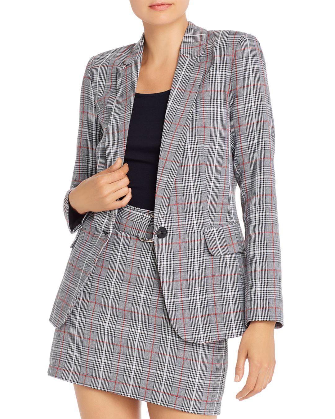 black white plaid blazer