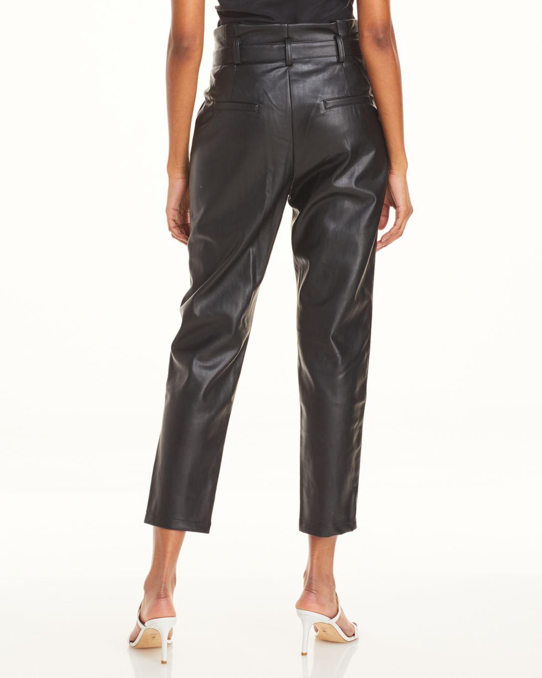 Lucy Paris Faux Leather Paperbag - Waist Pants in Black - Lyst