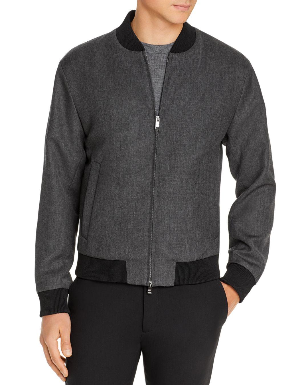 BOSS by HUGO BOSS Nolwin Wool Slim Fit Bomber Jacket in Gray for Men | Lyst