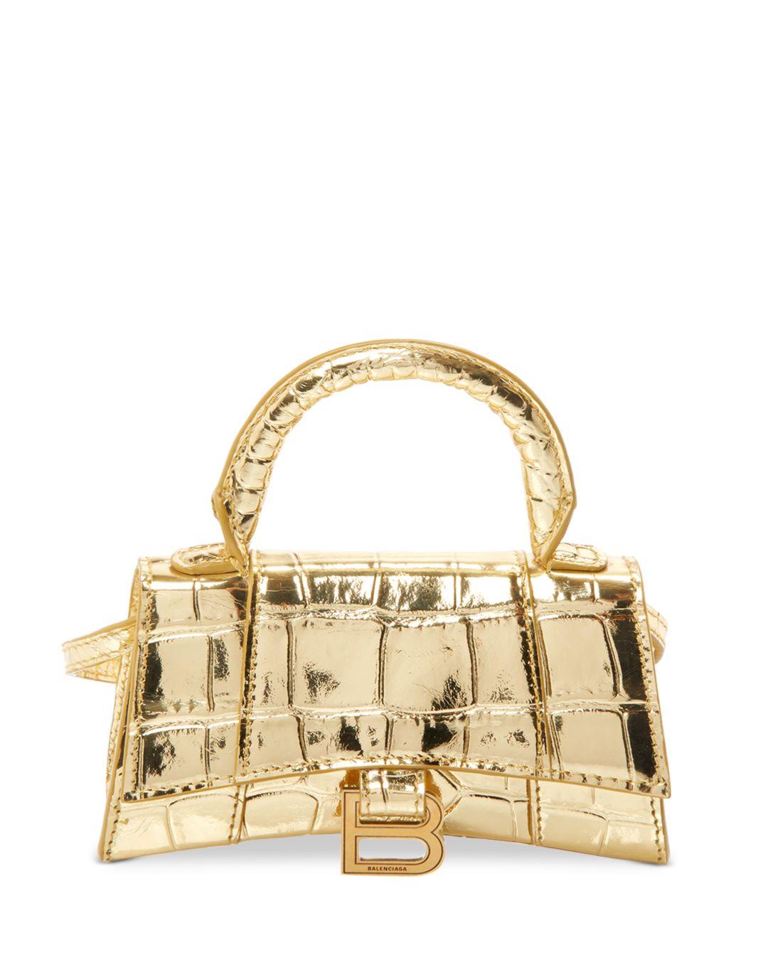 Balenciaga Leather Hourglass Mini Top Handle Bag in Gold (Metallic) - Lyst