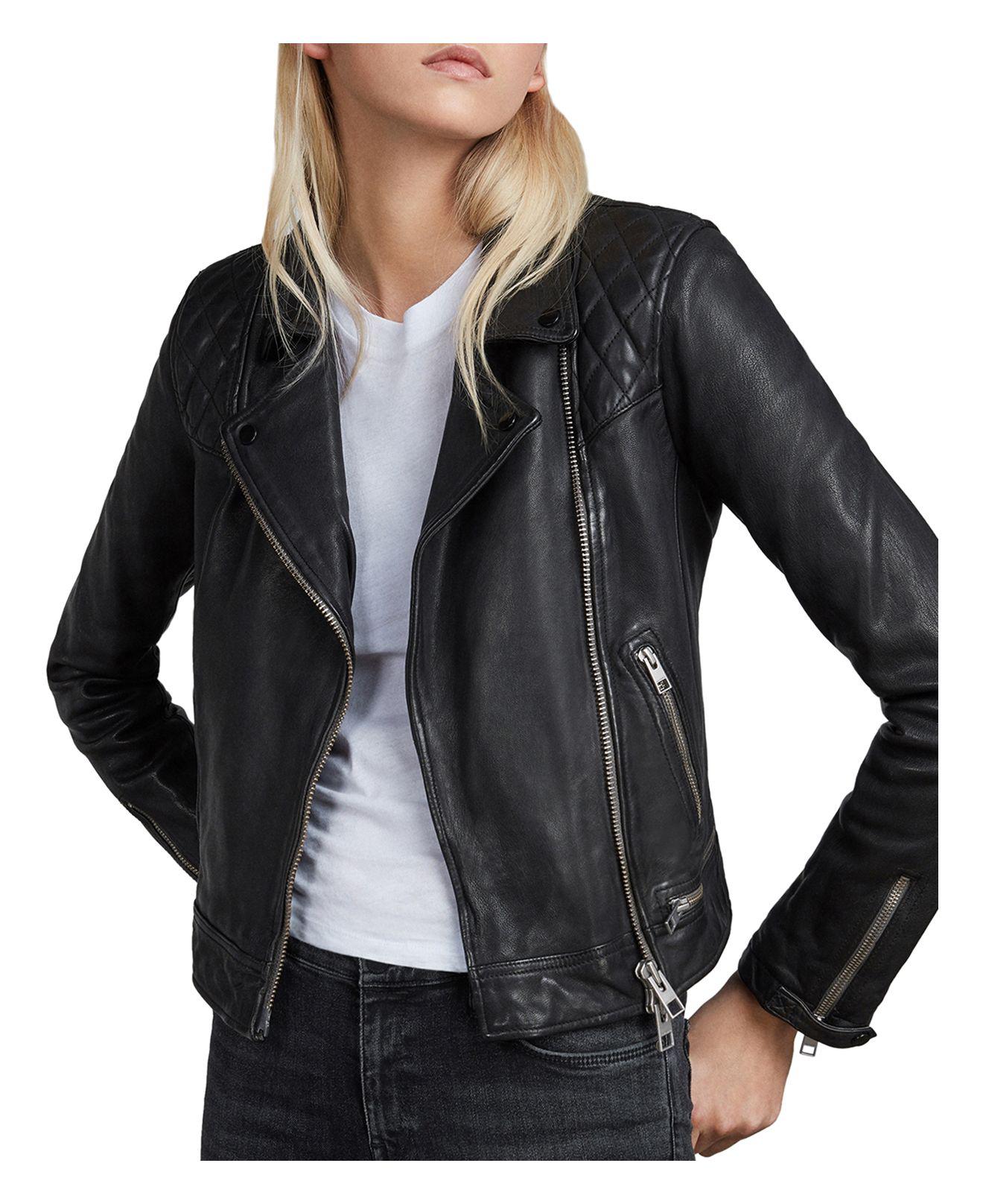 Lyst - Allsaints Conroy Quilted Leather Biker Jacket in Black