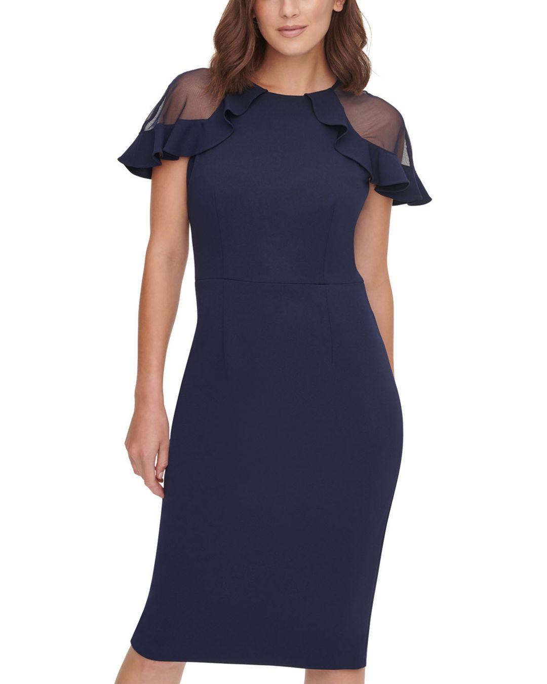 Synthetic Ruffle Sleeve Cocktail Dress 