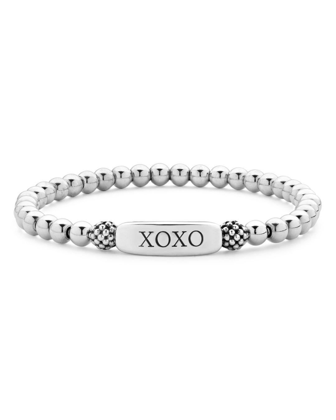 Lagos Xoxo Signature Caviar Stretch Bracelet in Silver (Metallic) Lyst