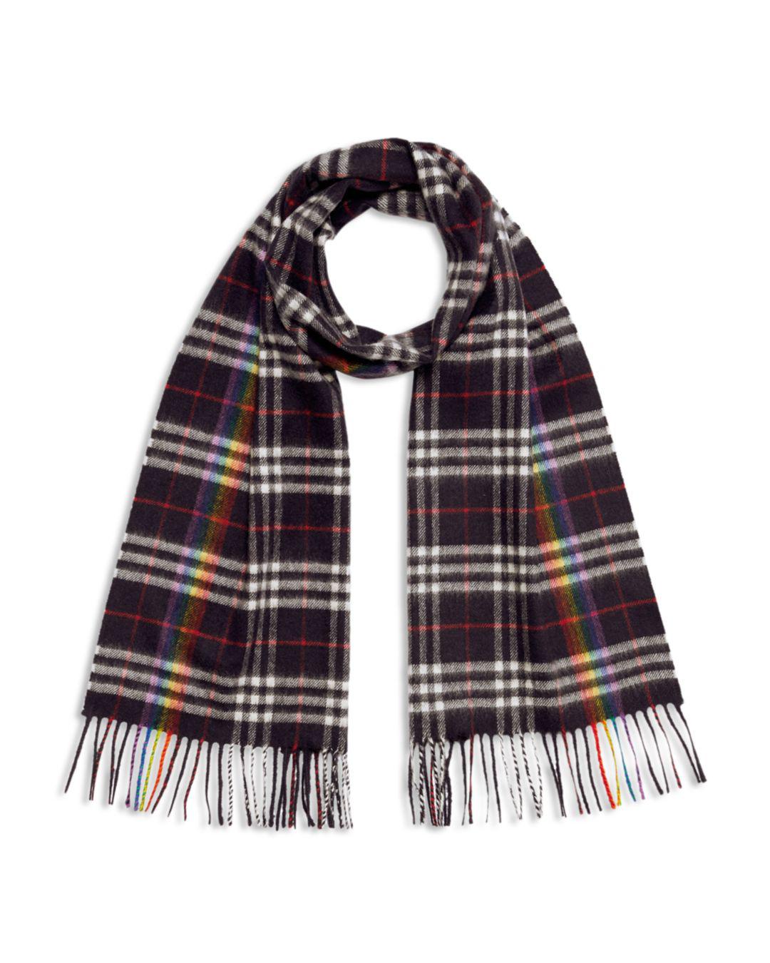 Burberry Wool Rainbow Plaid Cashmere Scarf in Navy (Blue) for Men | Lyst