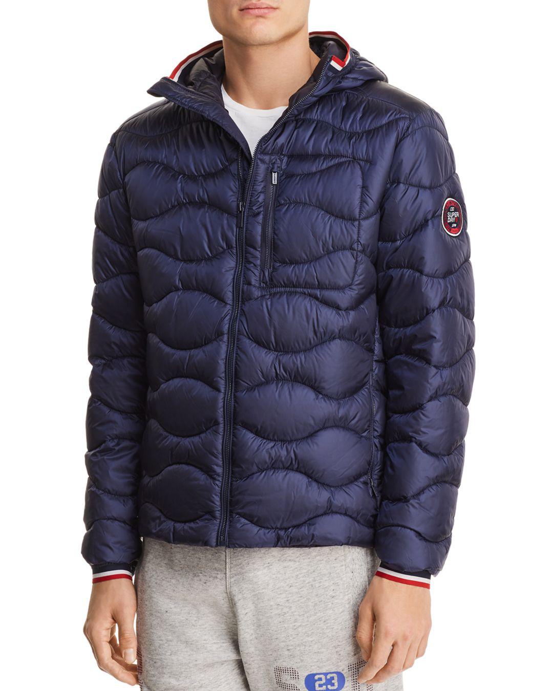 Download Superdry Wave Quilted Hooded Jacket in Blue for Men - Lyst