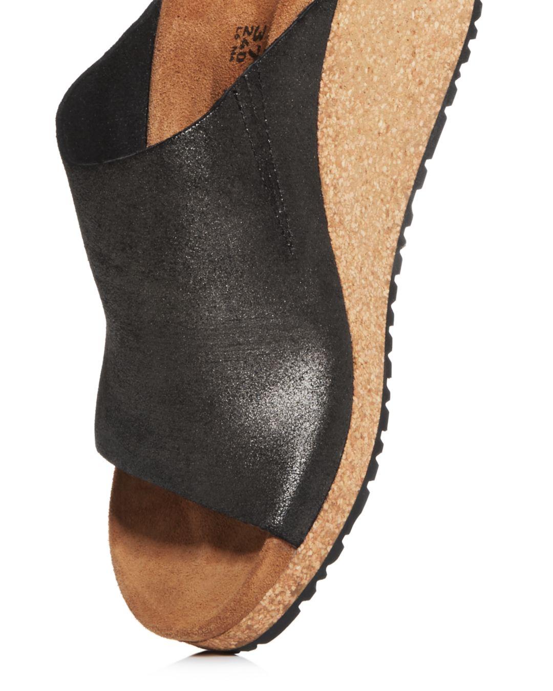 Birkenstock Suede Women's Papillio By Namica Wedge Slide Sandals in Black - Lyst
