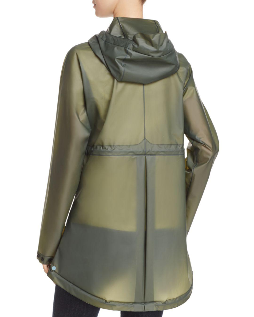 olive green rain coat