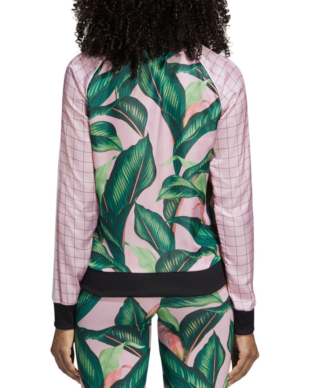 adidas palm leaf pink & green track jacket