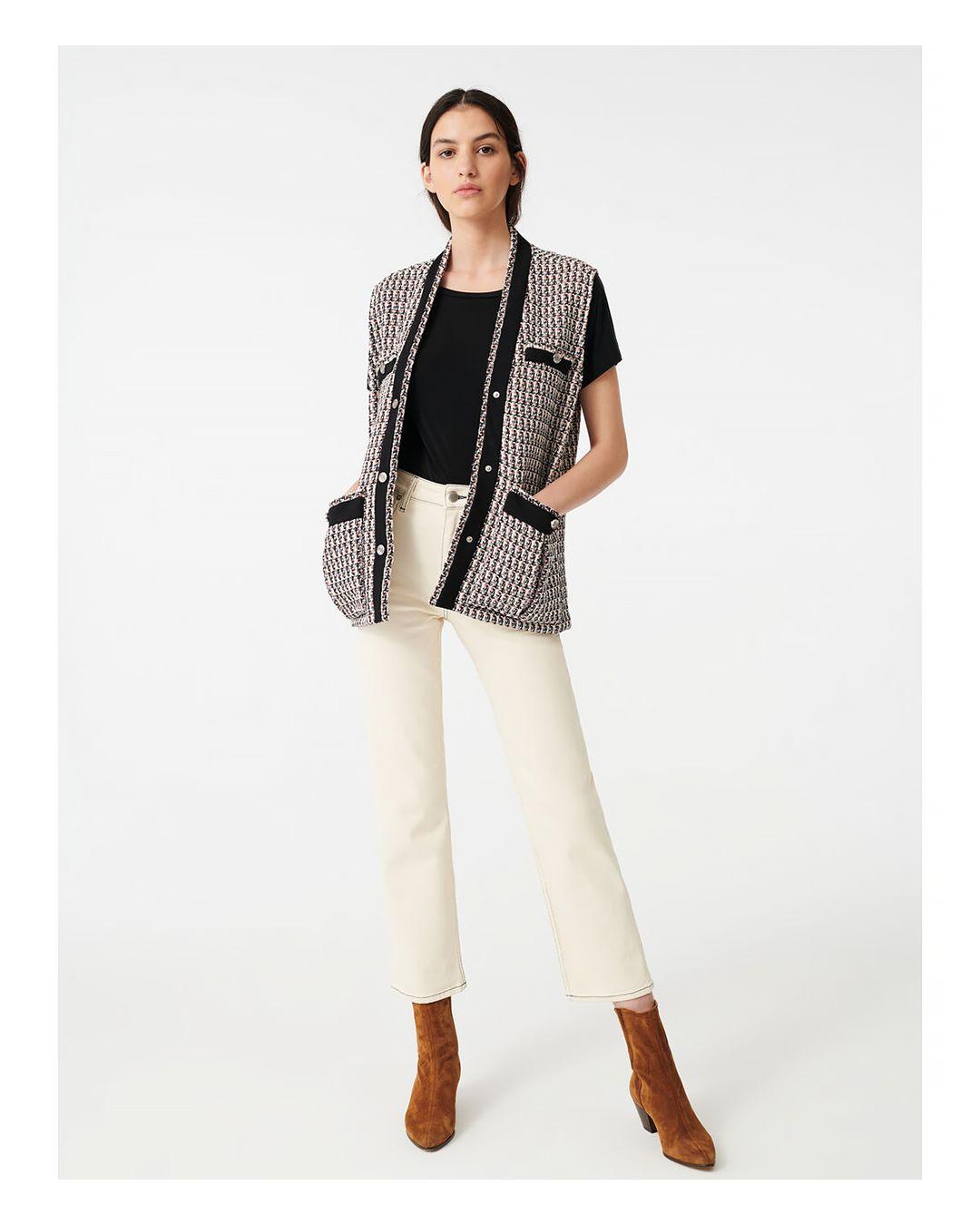 sleeveless tweed jacket