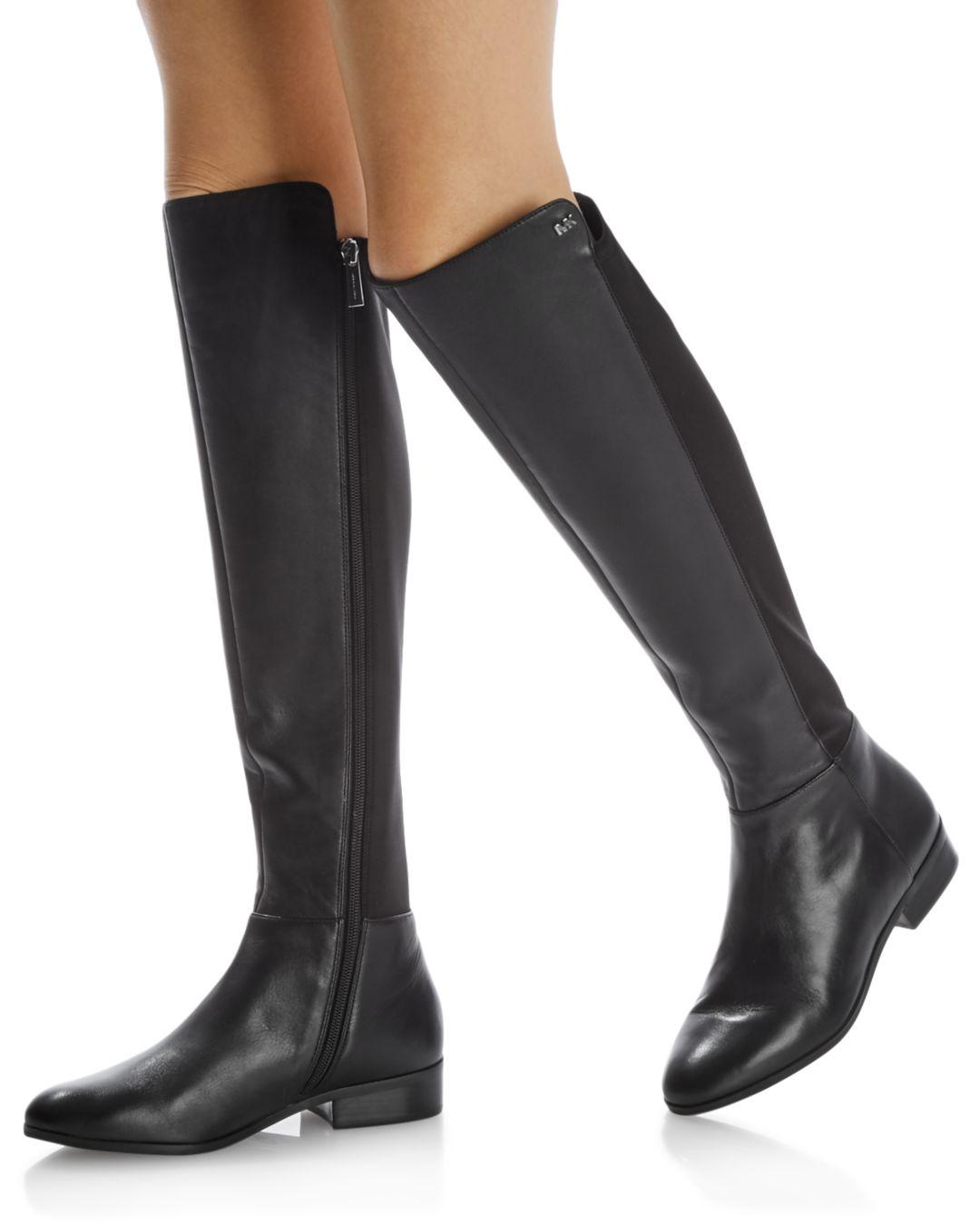 MICHAEL Michael Kors Bromley Leather & Stretch Tall Boots in Chocolate  (Brown) | Lyst