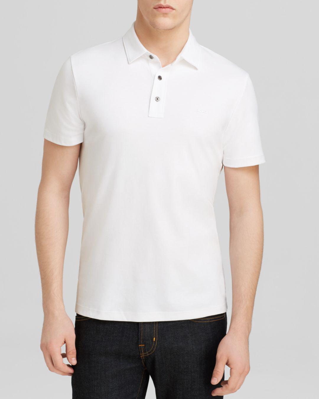 Michael Kors Cotton Sleek Slim Fit Polo Shirt in White for Men - Lyst