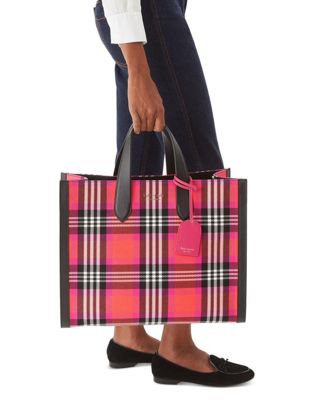 Kate Spade Manhattan Large Foliage Plaid Tote in Red | Lyst