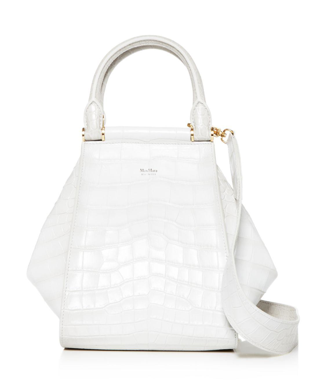 Max Mara Small Crocembossed Leather Tote in Ivory/Gold (White) Lyst