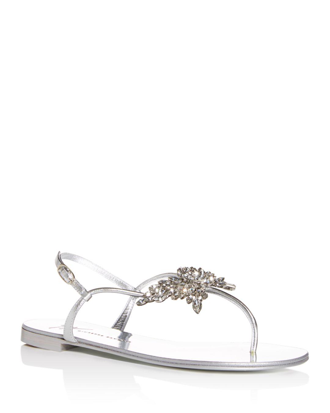 Giuseppe Zanotti Women's Swarovski Crystal Butterfly T - Strap Sandals in Silver (Metallic) - Lyst